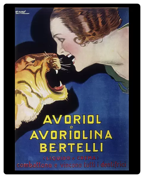 Toothpaste Avoriol and Avoriolina Bertelli (advertising 1920s - 1930s). Illustration by Lucien Achille Mauzan (1883 - 1952)