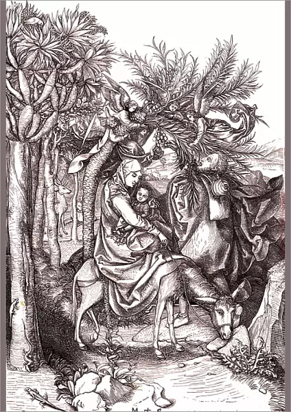 The flight to Egypt, the Holy Family, 1881 (engraving)