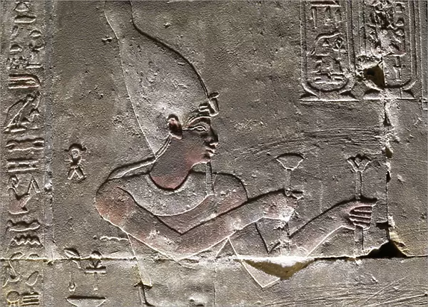 The Pharaoh wearing the Hedjet, Temple of Horus in Edfu