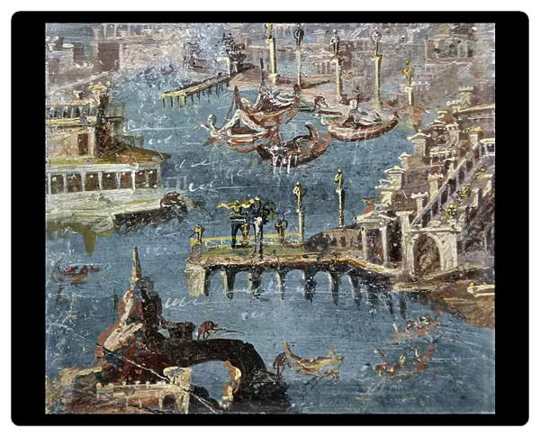 Roman art: landscape showing a port commonly identified as Pozzuoli (fresco)