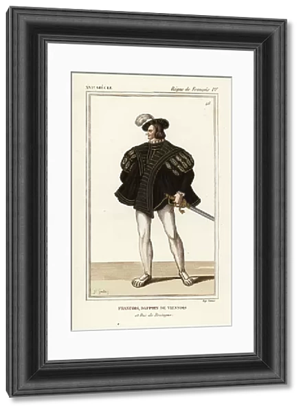Francis III, Duke of Brittany 1518-1536. Francois, Viennese dolphin and Duke of Brittany. Handcoloured lithograph by J.B. Gautier after a portrait in Roger de Gaignieres portfolio VIII 14 from Le Bibliophile Jacob aka Paul Lacroix's Costumes