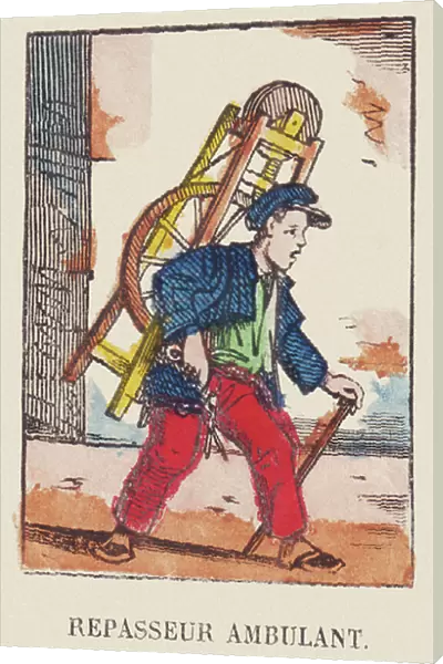 Mobile ironer. To iron the razors, the scissors!, around 1819 (print)