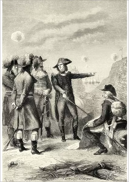 Napoleon at the Siege of Toulon, France in 1793 (engraving)