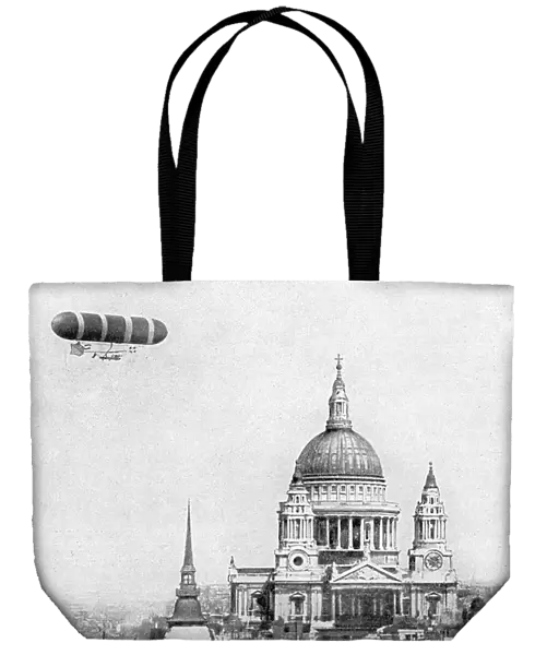 British military airship rounding St Paul's Cathedral