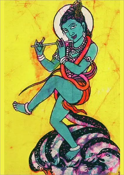 Lord Krishna Kaliya Mardhan Batik Painting