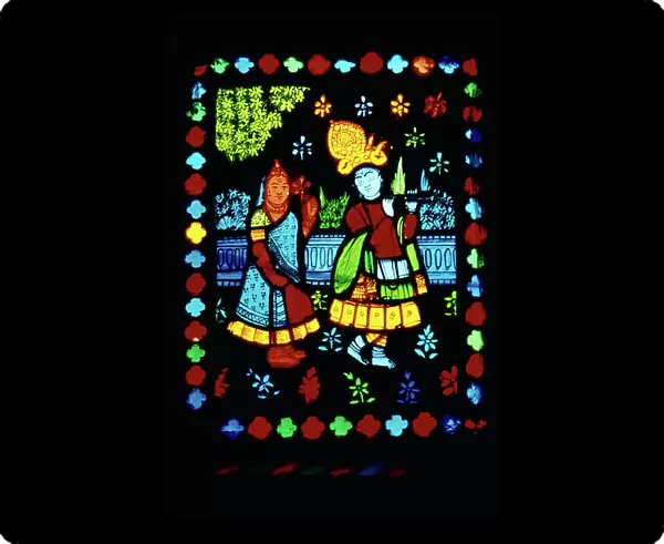 Radha Krishna on Stained Glass