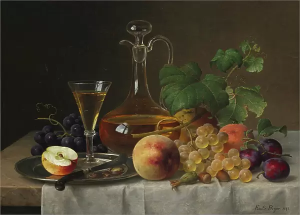 Still Life with Fruit, 1873 (oil on fabric)