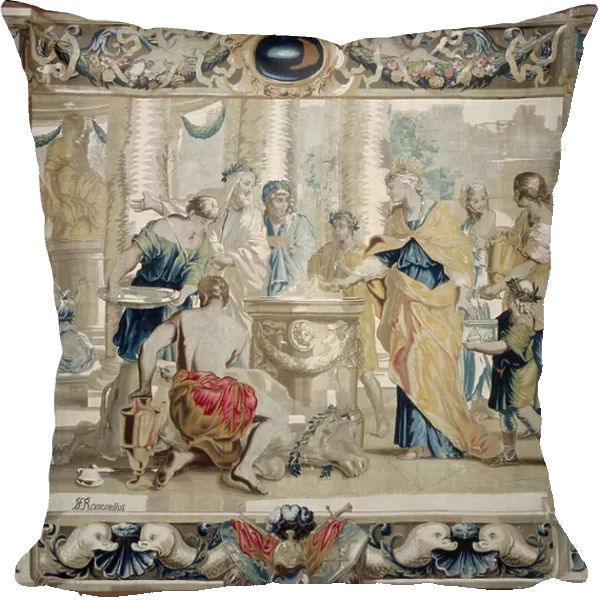 Dido Sacrifices to Juno, the Goddess of Marriage, 1679 (tapestry weave: silk and wool)