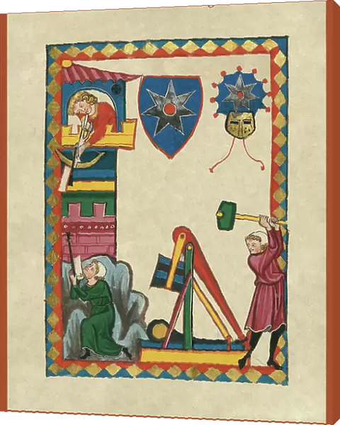 Illustration from a medieval songbook, 14th century (illumination)