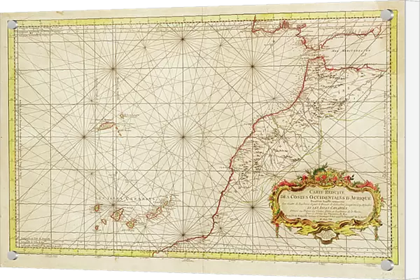 Map of the north western coast of Africa, from the Strait of Gibraltar to the Canary Islands, 1753 (engraving)