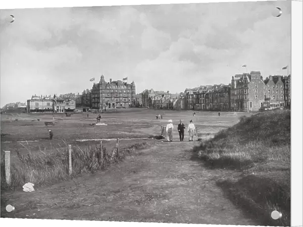 Scotland: St Andrews from the Links (b / w photo)