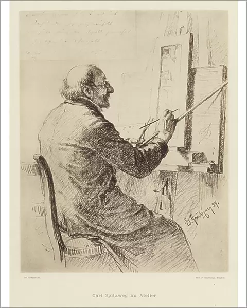 Portrait of Carl Spitzweg, German Romantic painter (litho)