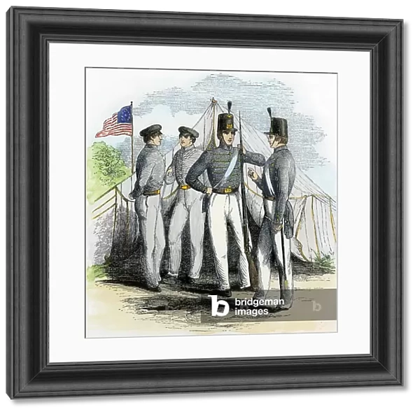 Student of the American Military Academy, West Point, 1850. Colour engraving of the 19th century