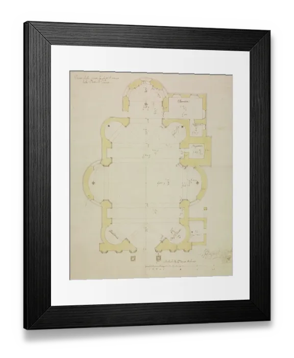 Framed Print : 17th Century Italian Church Plan Print
