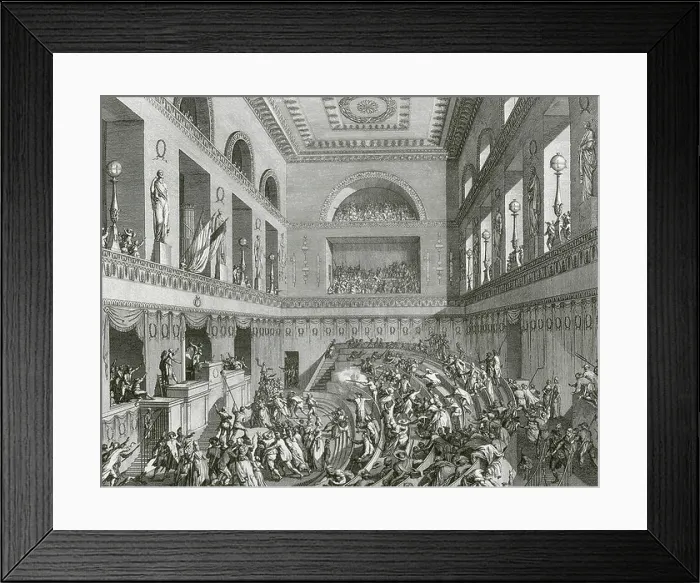 Framed Print : French Revolution Print: Engraving of National Convention Scene Framed Print : French Revolution Print: Engraving of National Convention Scene