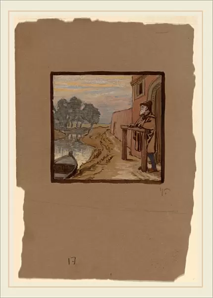 Elihu Vedder, Old Man by a River, American, 1836-1923, c