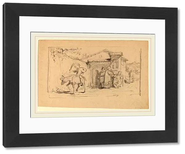Elihu Vedder, Son and Donkey, American, 1836-1923, c. 1859, graphite on wove paper