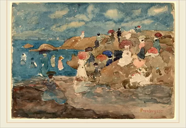 Maurice Brazil Prendergast, Revere Beach, American, 1858-1924, c. 1896, watercolor