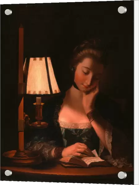 Woman Reading by a Paper-Bell Shade, Henry Robert Morland, 1730-1797, British
