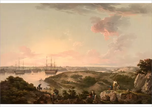 Port Mahon, Minorca with British Men-of-War at Anchor, John Thomas Serres, 1759-1825