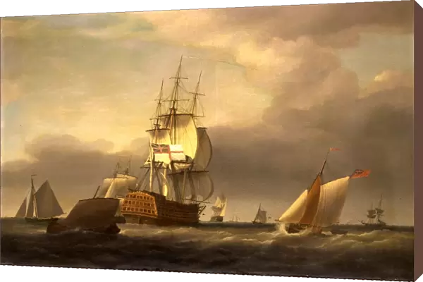 A Seascape with Men-of-War and Small Craft, Attributed to Francis Holman, 1760-1790