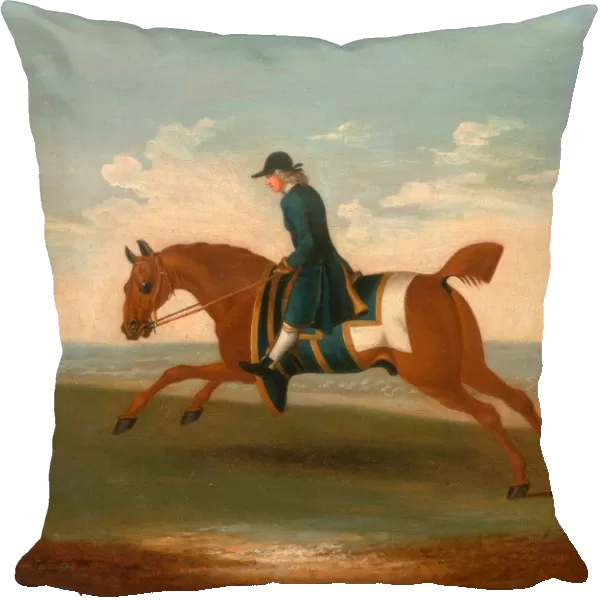 One of Four Portraits of Horses - a Chestnut Racehorse Exercised by a Trainer in