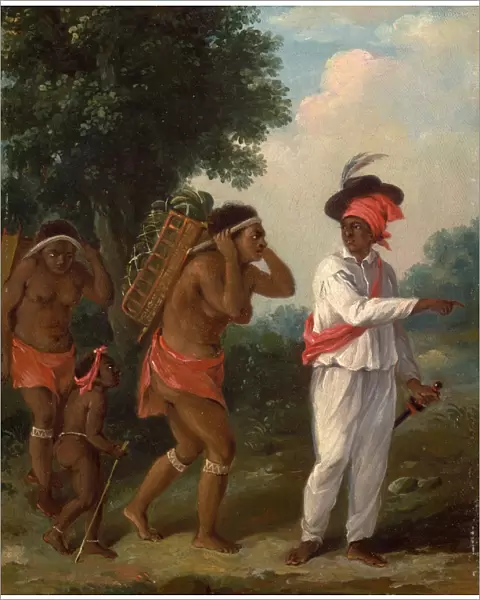West Indian Man of Color, Directing Two Carib Women with a Child, Agostino Brunias