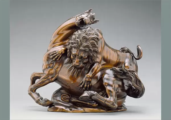 Lion Attacking a Horse and Lion Attacking a Bull'