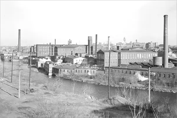 Paterson, New Jersey - Textiles. Madison Silk Co. Passaic River and old silk mill section