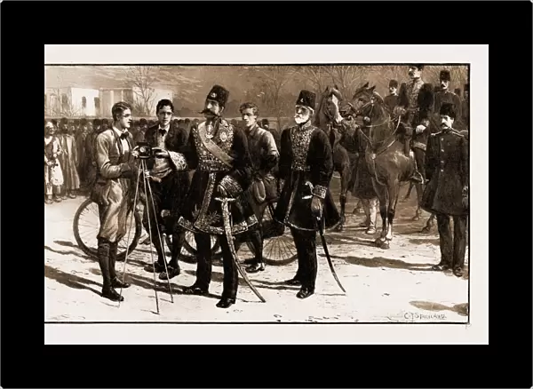 Three English Cyclists in Teheran: Explaining the Camera to the Shah, Iran, 1897? Mr