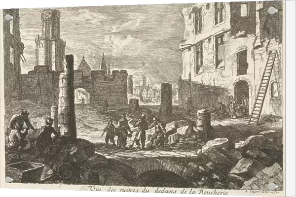 Ruins in Beenhouwersstraat, Brussels, Belgium, 1695. Augustin Coppens, 1695