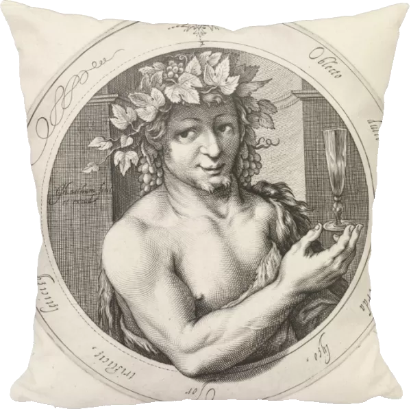Bacchus with glass, Jacob Matham, 1599 - 1600
