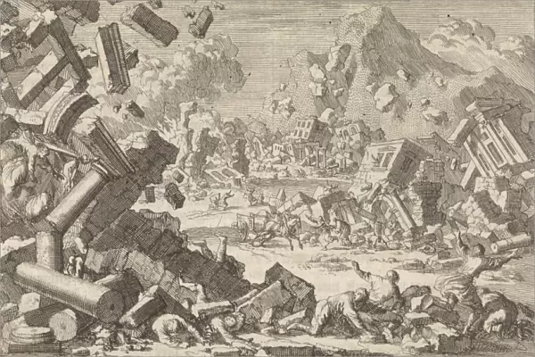 Earthquake in Ragusa, 1667, Jan Luyken, Pieter van der Aa (I), 1698