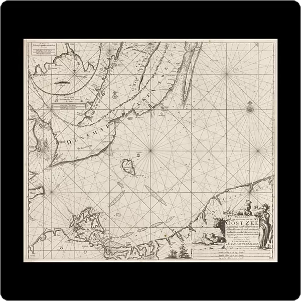 Sea chart of the southern part of the Baltic Sea, print maker: Jan Luyken, Johannes