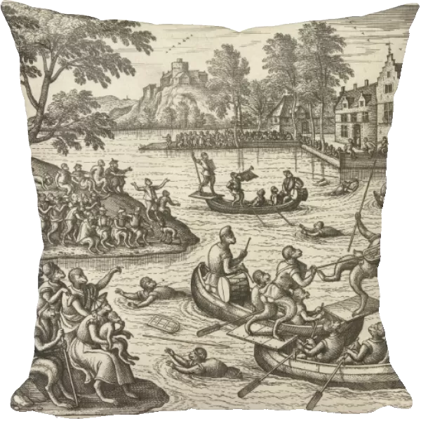 Joust on the water, Pieter van der Borcht (I), Philips Galle, 1545 - 1608