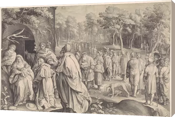 Adoration of the Magi, print maker: Nicolaes de Bruyn, Pieter Schenk I, 1643 and  /  or