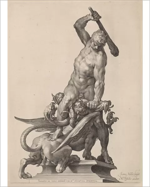 Hercules kills the Hydra of Lerna, Jan Harmensz. Muller, Nicolaes Visscher (I), 1633-1679