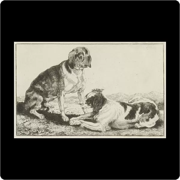 Two resting dogs, Jan van den Hecke (I), 1656