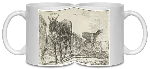 Two donkeys, print maker: Jan van den Hecke I, Jan van den Hecke I, 1656