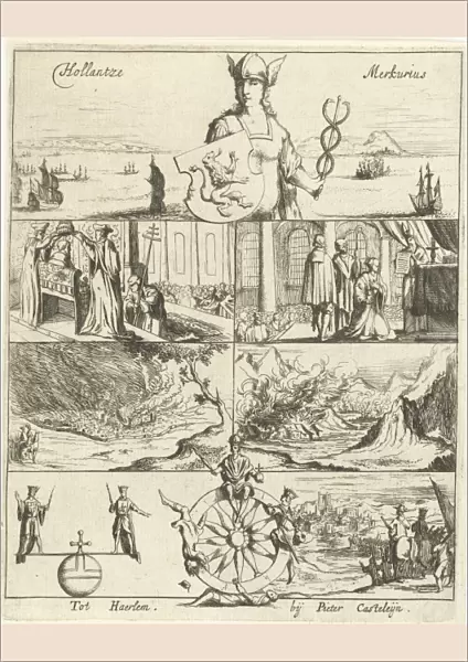 Several events in Europe in the year 1655 awarded by Mercury, print maker: Dirck