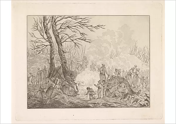 Cossack camp, Pieter Bartholomeusz. Barbiers, 1813, print maker