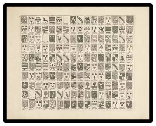 Weapon card with weapons and Gentlemen of the names of forty Delft, 2, Hendrik de Leth
