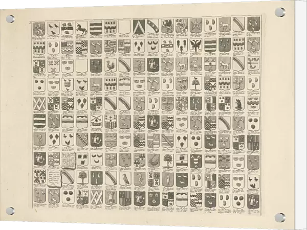 Weapon card with weapons and Gentlemen of the names of forty Delft, 2, Hendrik de Leth