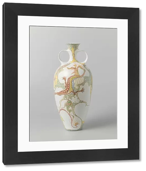 Vase of porcelain decorated with dragon, N. V. Haagsche Plateelfabriek Rozenburg, J