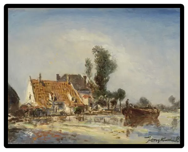 Houses on a canal in Crooswijk, Johan Barthold Jongkind, 1874