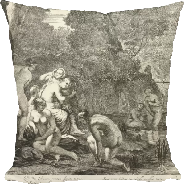 Diana and her nymphs discovered by Actaeon, Dancker Danckerts, Petrus Schenk, 1633 - 1666