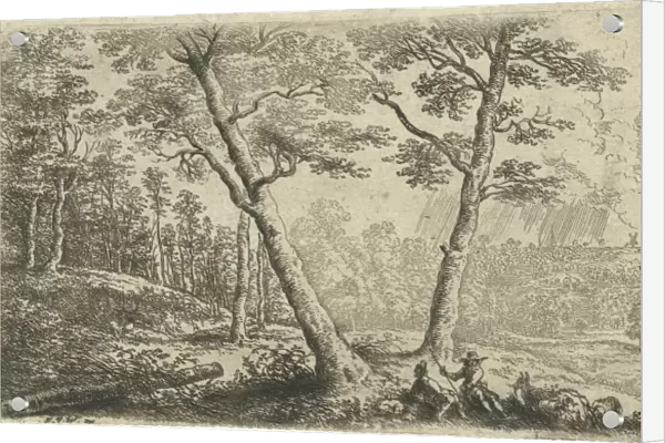 Landscape with two men conversing, print maker: Lucas van Uden, Frans van den Wijngaerde