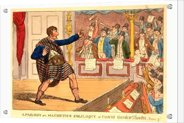 A parody on Macbeths soliloquy at Covent Garden Theatre, engraving 1809, Kemble