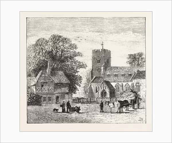 THE NORTH OF LONDON, CHURCH END, FINCHLEY, ENGRAVING 1876, UK, britain, british, europe