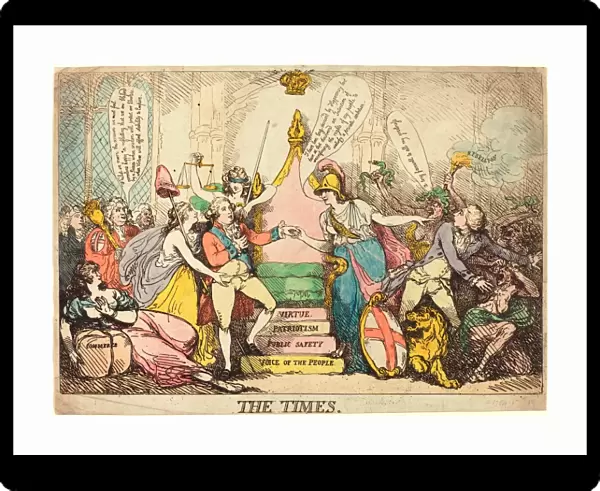 Thomas Rowlandson (British, 1756 - 1827 ), The Times, probably 1783, hand-colored etching